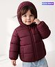 Babyoye Woven Full Sleeves Solid Hooded Sweatjacket - Maroon