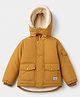Babyhug Woven Full Sleeves Hooded Solid Padded/Quilted/ Winter Jacket - Mustard