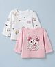 Doodle Poodle 100% Cotton Single Jersey Knit Top with Full Sleeves and Bunny Print Pack of 2 - Pink White