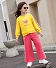 OLLINGTON ST. Looper Knit Full Sleeves Self Talk Text Printed Winter Wear Suits - Yellow & Pink