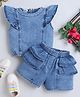 Bright Stars KIDSWEAR Denim Sleeveless Frill Detailed Top & Shorts Set - Blue