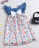 Bright Stars KIDSWEAR Denim  Frill Sleeves Bow Applique Detailed Floral Printed Dress - Multi Colour