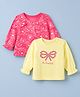 Doodle Poodle 100% Cotton Single Jersey Knit Tops with Full Sleeves and Floral Print Pack of 2 - Yellow & Dark Pink