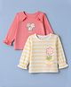 Doodle Poodle 100% Cotton Knit Full Sleeves Top With Flower Print Pack of 2 in White Pink