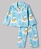 Babyhug Cotton Knit Full Sleeves Co-Ords Shirt & Pyjama Night Suit with Ship & Sea Print - Sky Blue
