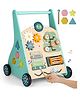 YAMAMA Multi-Activity Wooden Baby Push Walker with Activity Center for Baby, Leaning to Walk & Sit-to-Stand Kids Walker, Montessori Sensory, Math Toys Games - Multicolor