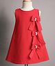 Babyhug Scuba Knit Sleeveless A Line Solid Colour Party Dress with Bow Applique - Red