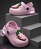 NEW STEPS Carrot & Bunny Applique Detailed Perforated Slingback Clogs - Light Pink