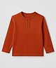 Pine Kids Waffle Knit T-Shirt with Full Sleeves in Rust Orange for 6-7 Years