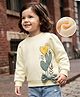 Mark & Mia Sweatshirt and Bow with Full Sleeves and Hearts Print - Beige
