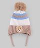 Babyhug Knit Woollen Cap with Stripes & Pom Pom Brown - Diameter 10 cm