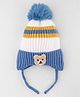 Babyhug Knit Woollen Cap with Cable Knit Design & Pom Pom Pink - Diameter 10 cm