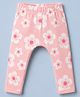 Doodle Poodle 100% Cotton Knit Full Length Floral Printed Diaper Leggings - Pink