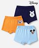 Babyhug Disney 100% Cotton Knit Briefs With Disney Character Graphic Pack Of 3 - Sky Blue Orange & Navy Blue