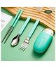 Puchku Travel Friendly Cuterlery Set with Box - Green