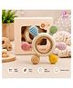 Puchku Silicone & Wooden Baby Teether for 3+ Months BPA Free Soft Teething Toy Safe Teether for Infants Round Shape - Pack of 1