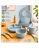 Puchku 6 Pcs Silicone Baby Feeding Set, BPA Free & Microwave Safe Dinner Tableware Kit - Feeding Bowl, Suction Plate, Cup, Spoon, Fork & Bib for Kids (Light Blue)
