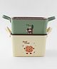 Babyhug Good Things Printed Storage Boxes Set of 2 Cream & Green | Large & Medium Sizes | Side Handles | Multipurpose Home Organizer | Unisex