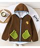 Mark & Mia Full Sleeves Fur Hoodie with 3D Applique - Brown