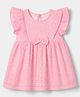 Babyhug Cotton Woven Dress with Sleeveless and Bow Detail in Pink for 18-24 Months