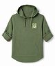 Junior Killer Cotton Woven Hooded Shirt with Full Sleeves and Text Print - Olive Green