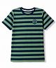 Junior Killer Cotton Woven Half Sleeves T-Shirt with Horizontal Stripped and Text Print - Green