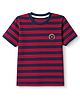 Junior Killer Cotton Woven Half Sleeves T-Shirt with Horizontal Stripped and Text Print - Red