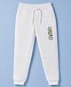 Junior Killer Cotton Knit Full Length Text Printed & Ninja Embroidered Lounge Pant - White