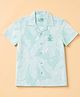 Junior Killer Cotton Woven Half Sleeves Shirt with Tropical Theme & Embroidery Text Print - Mint