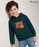 Honeyhap Premium 100% Cotton Terry Heavy Gauge Fabric Terry Heavy Gauge Fabric Looper Terry Knit Full Sleeves Hoodie With Bio Finish & Front Text Print - Dark Green