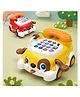 VGRASSP Bump & Go Musical Dog Shape Telephone Toy For Kids With Lights, Music And Learning Math Quiz - Interactive Educational Phone With Moving Eyes, Ears And Tongue - Color May Vary