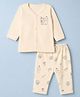 Zero Interlock Knit Full Sleeves T-Shirt & Pyjama Night Suit with Happy Day Print - Beige