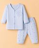 Zero Interlock Knit Full Sleeves T-Shirt & Pyjama Night Suit with Text Print - Sky Blue