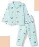 Zero Interlock Knit Full Sleeves Co-Ords Shirt & Pyjama Night Suit with Vehicle Print - Light Blue