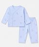 Zero Interlock Knit Full Sleeves Co-Ords T-Shirt & Pyjama Night Suit with Bear Print - Sky Blue