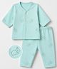 Zero Interlock Knit Full Sleeves Co-Ords T-Shirt & Pyjama Night Suit with Bear Print - Aqua Blue