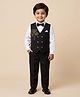 Rikidoos Cotton Woven Full Sleeves 3 Piece Party Suit With Floral Embellishment - Navy Black & White
