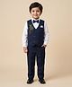 Rikidoos Cotton Woven Full Sleeves 3 Piece Party Suit With Birds Embellishment- Dark Green & White
