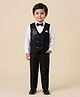 Rikidoos Cotton Woven Full Sleeves 3 Piece Party Suit With Birds Embellishment- Black & White