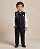 Rikidoos Cotton Woven Full Sleeves 3 Piece Party Suit With Birds Embellishment- Black & White