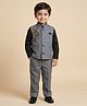 Rikidoos Cotton Woven Full Sleeves 3 Piece Party Suit With Birds Embellishment- Black & Grey