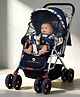 StarAndDaisy Stroller with Lightweight, Foldable Pram for Baby with 3-Point Safety Harness, Adjustable Backrest, 360° Swivel Wheel, Large Storage, Reversible Handlebar, Extended Mosquito Net