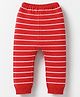 Babyhug Knit Full Length Striped Fleece & Woollen Pant-Red