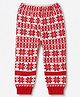 Babyhug Knit Full Length Fleece & Woollen Bottomwear With Floral Design - Red
