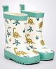 Little Surprise Box Dinosaur Designed Slip On Gumboots - Cream