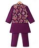 Babyhug Cotton Blend Woven Full Sleeves Solid Kurta & Pyjama Set With Embroidered Jacket - Wine