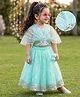 Babyhug Woven Net Half Sleeves Lehenga Choli and Dupatta with Sequins in Mint Green for 18-24 Months