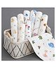 Puchku Premium 6 Layered Ultra Soft Muslin Cotton Wash Clothes Pack of 4 - (Colour & Print May Vary)