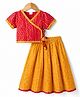 Babyhug 100% Cotton Cambric Woven Half Sleeves Bandhani Printed Choli & Lehenga Set - Mustard
