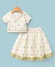 Babyhug Brocade Woven Lehenga and Choli with Half Sleeves and Diamond Pattern Embroidery in White for New born